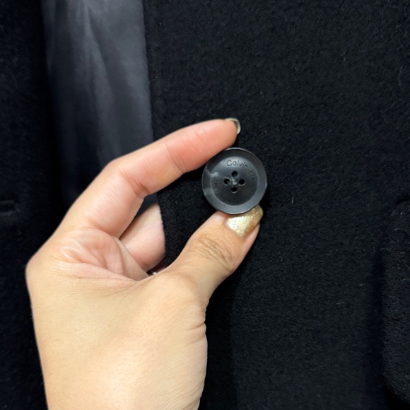 Calvin Klein Black Wool Coat - fox Fur trim hood size 12 / L (best for Tall) - Picture 8 of 12